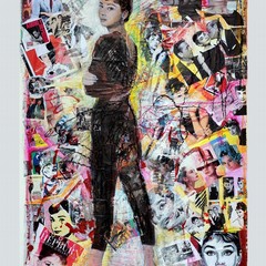 Icons Audrey Hepburn tecn mista su tavola x cm anno autore Vincenzo Mascoli