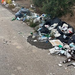 Scarti edili accatastati in una discarica improvvisata dietro l'Ipercoop