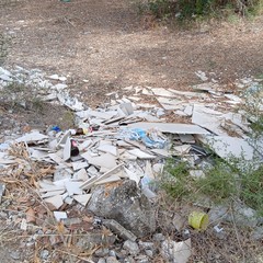 Discarica abusiva: abbandonati fra gli ulivi gli scarti dell'edilizia