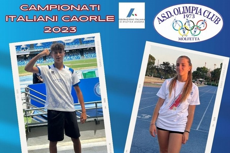 Atletica, Francesco Cormio e Francesca Centrone ai Campionati italiani Cadetti