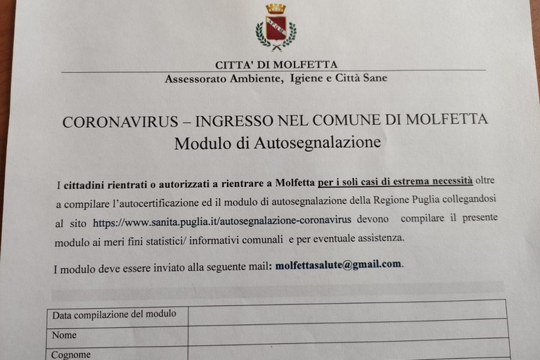 Modulo di autosegnalazione