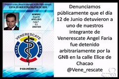 Angel Faria Fiorentini detenuto al posto di comando della Guardia nazionale di Chacao