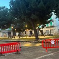 La piazzetta di via Mameli transennata per la presenza di alberi pericolosi