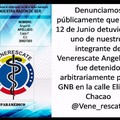 Angel Faria Fiorentini detenuto al posto di comando della Guardia nazionale di Chacao