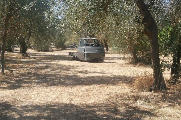 Il motocarro a tre ruote abbandonato in località San Pancrazio