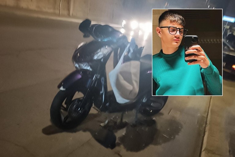 Lo scooter Honda SH e, nel riquadro, Davide Farinola