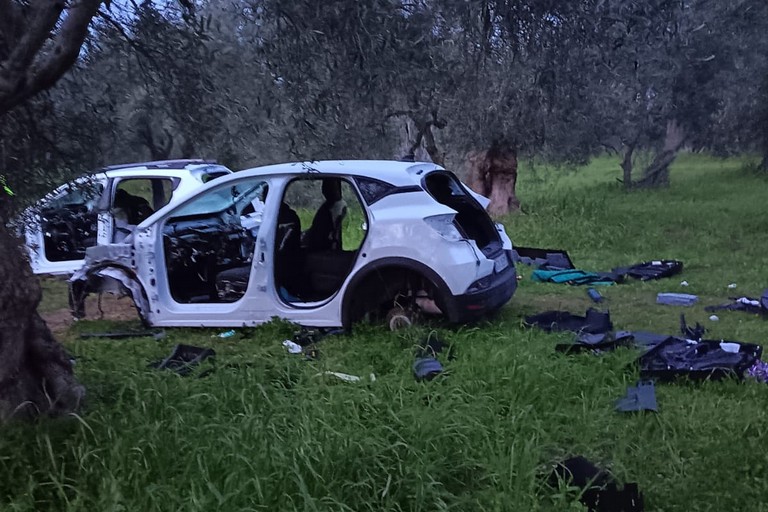 Le due auto cannibalizzate ritrovate dalle Guardie Ambientali d'Italia
