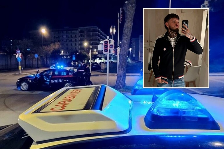 I Carabinieri e, nel riquadro, Antony La Forgia