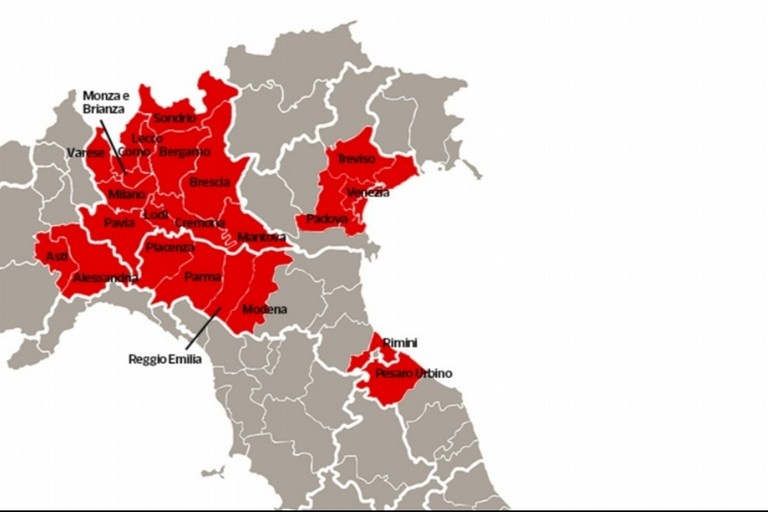 Zona rossa. <span>Foto Il Corriere della Sera</span>