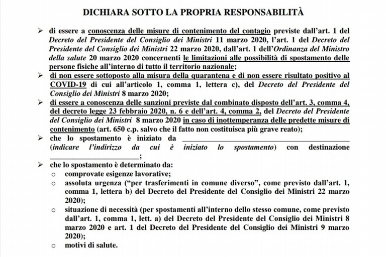 Nuova autodichiarazione