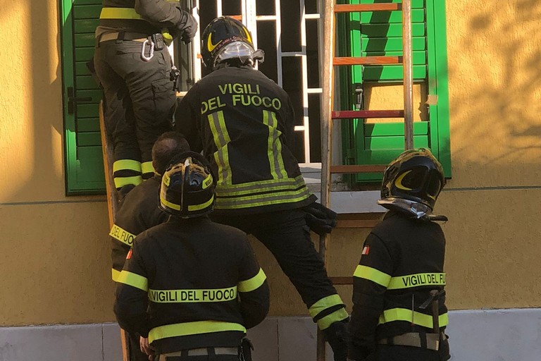 L'intervento die Vigili del Fuoco in via Rossini